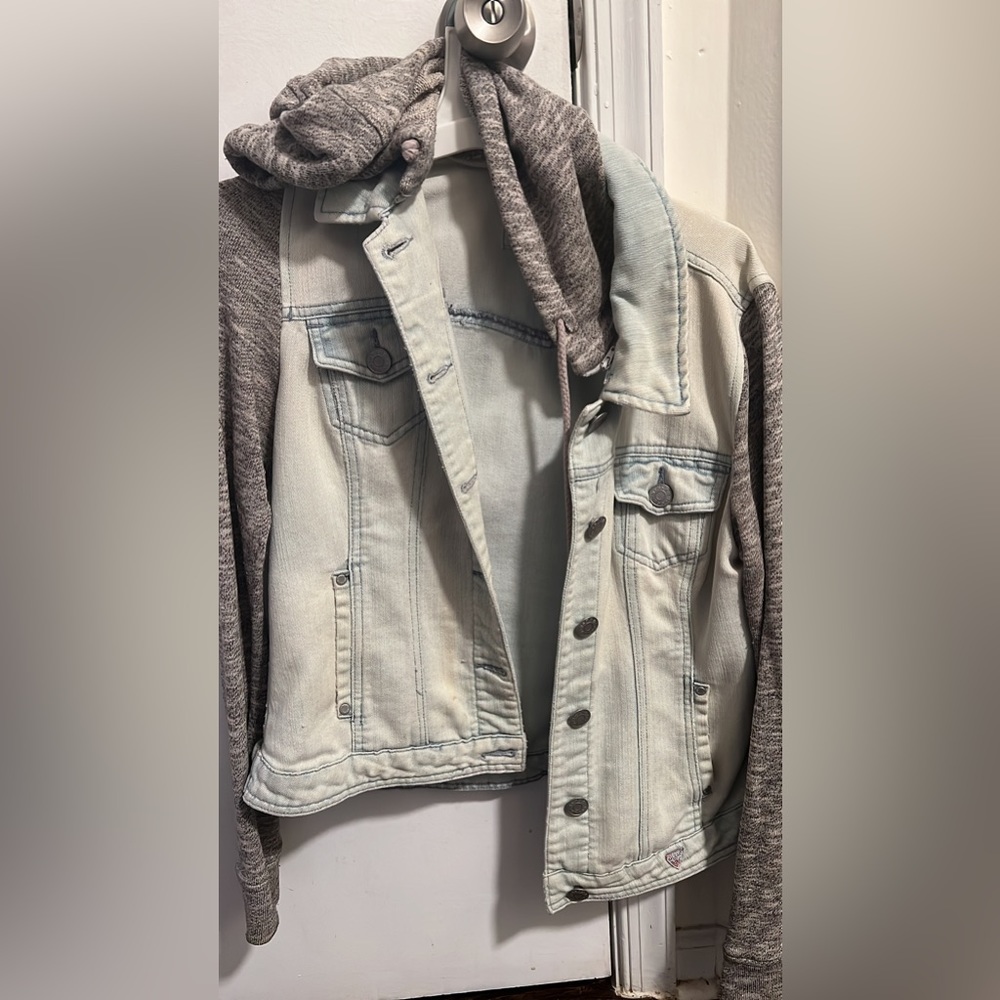Half cut in half denim jean jacket